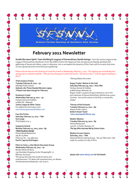 SFSNNJ Newsletter -- February, 2011