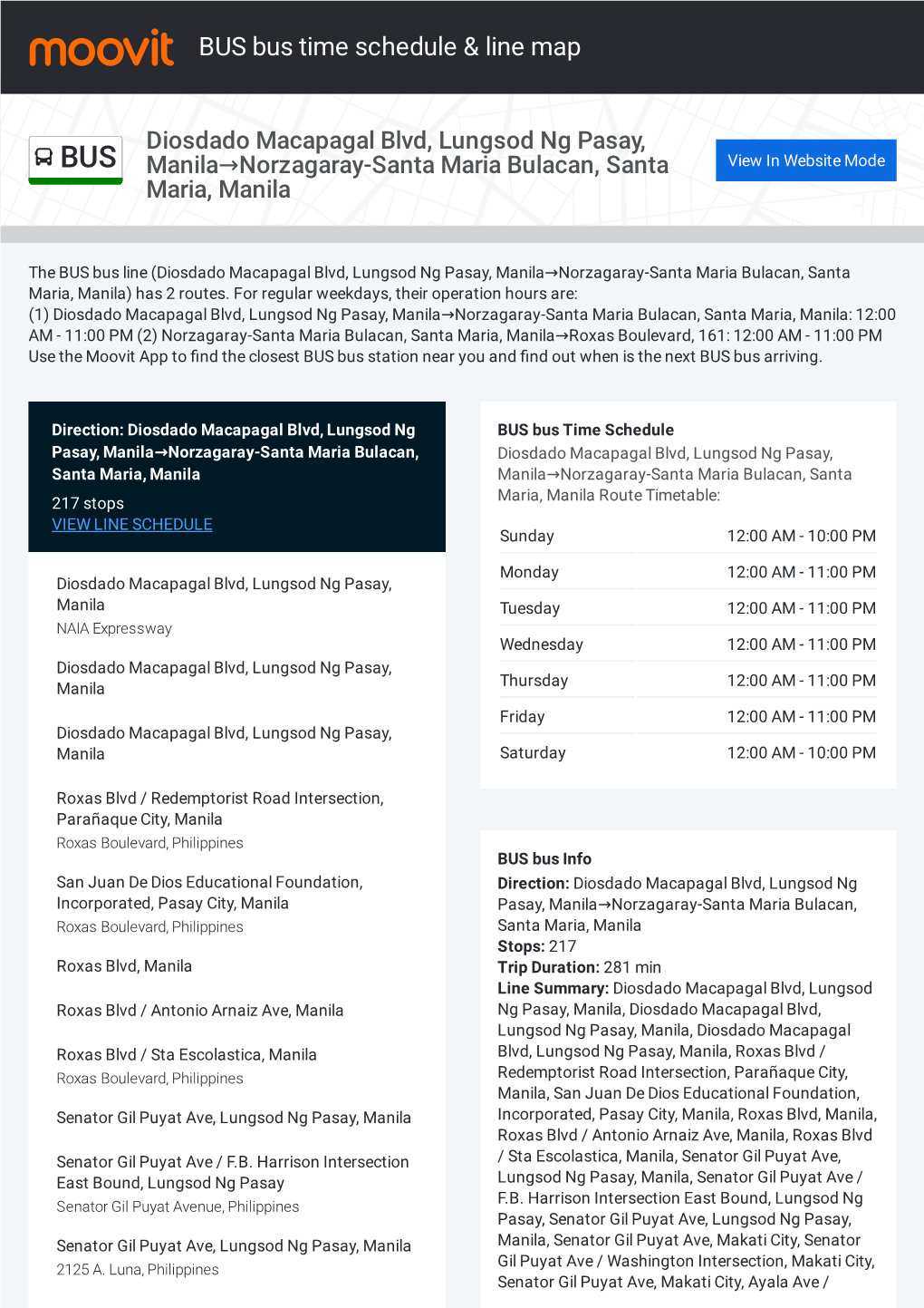 BUS Bus Time Schedule & Line Route