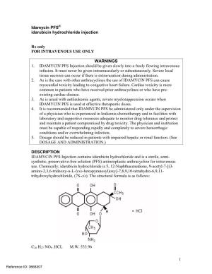 Idamycin PFS® Idarubicin Hydrochloride Injection