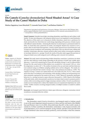 Camelus Dromedarius) Need Shaded Areas? a Case Study of the Camel Market in Doha