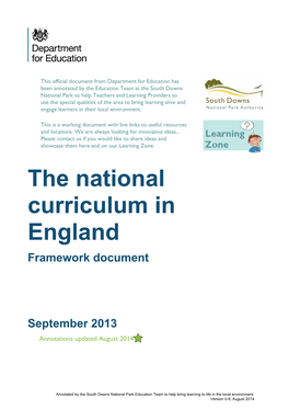 The National Curriculum in England Framework Document