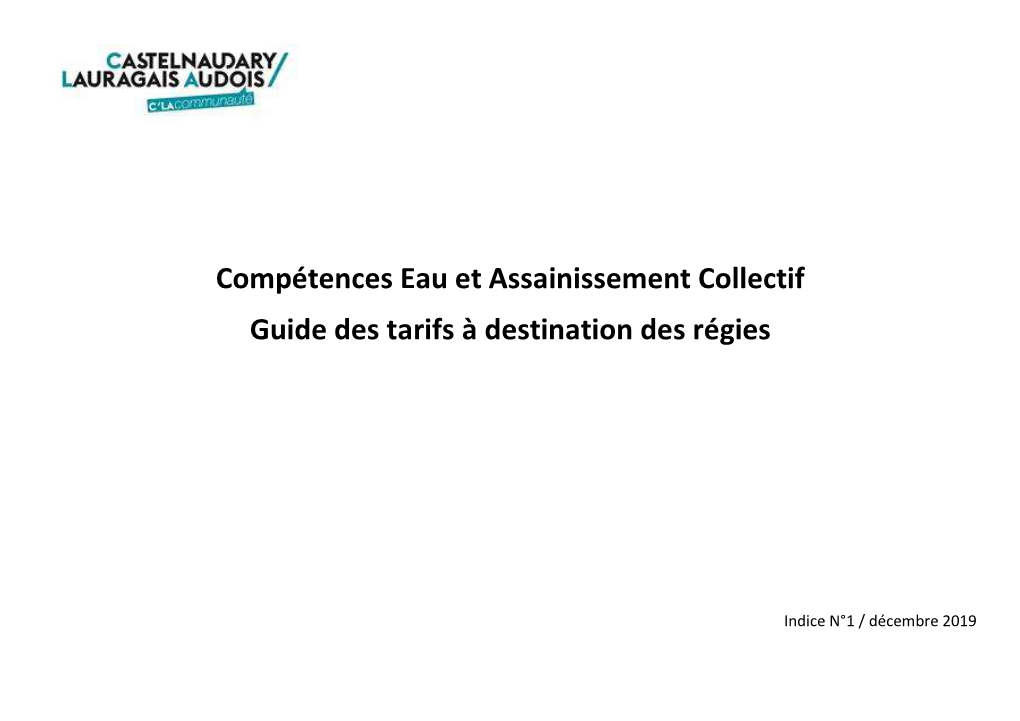 Compétences Eau Et Assainissement Collectif Guide Des Tarifs À Destination Des Régies