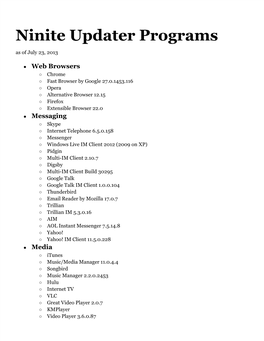 Ninite Updater Programs As of July 23, 2013