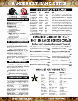 Vanderbilt GAME NOTES