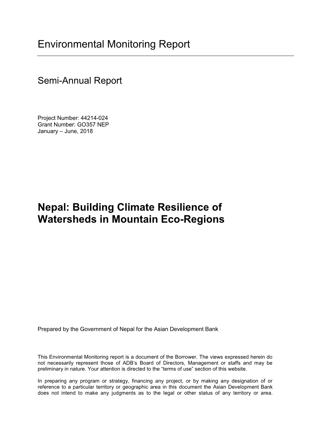 Building Climate Resilience of Watersheds in Mountain Eco-Regions