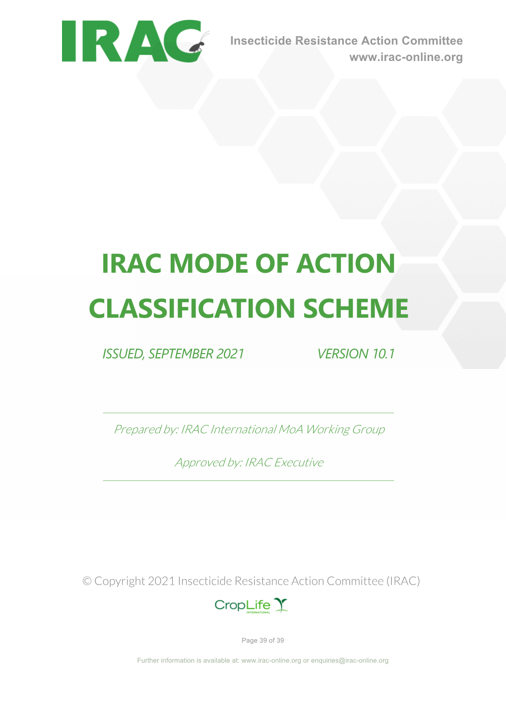 Irac Mode of Action Classification Scheme