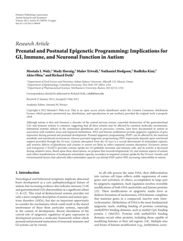 Implications for GI, Immune, and Neuronal Function in Autism