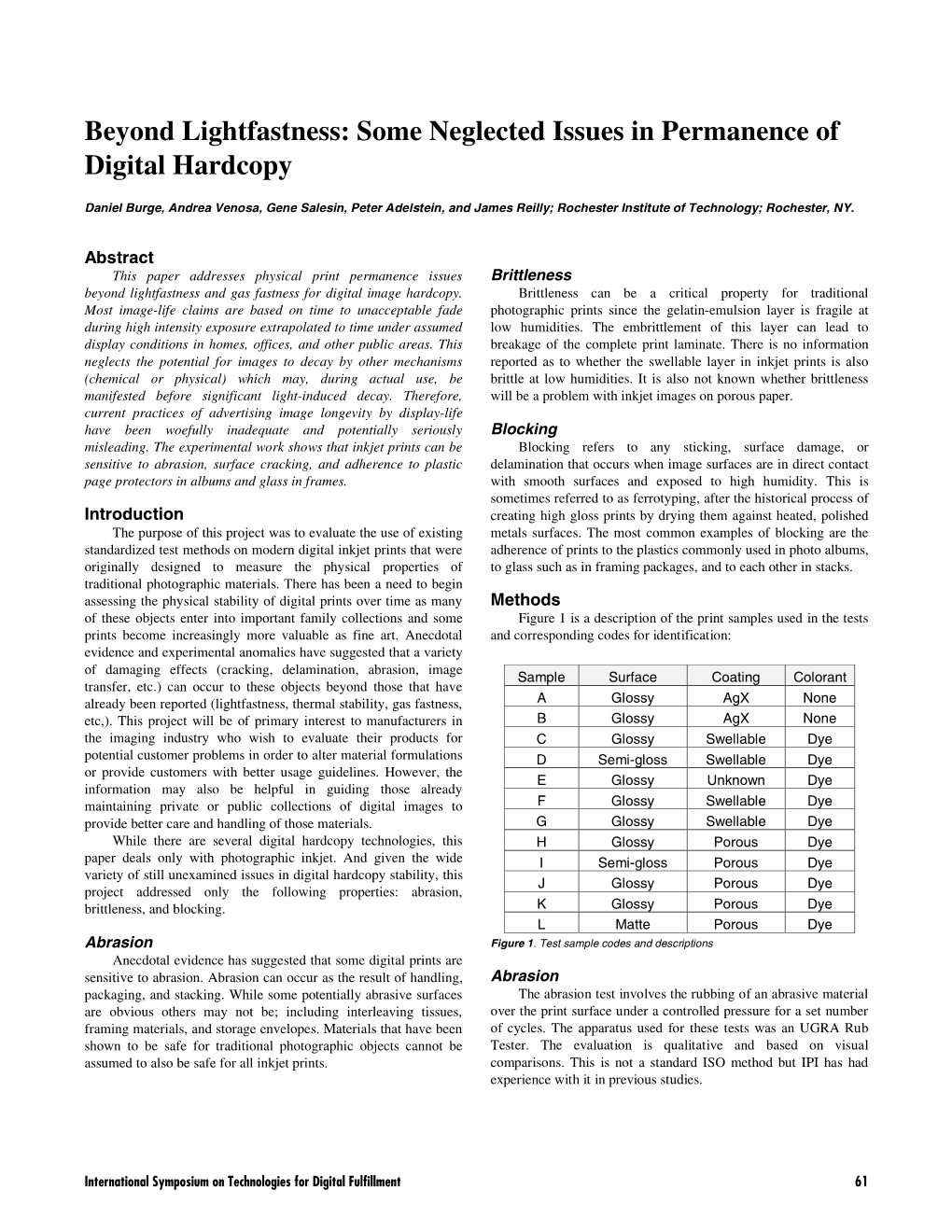 Some Neglected Issues in Permanence of Digital Hardcopy