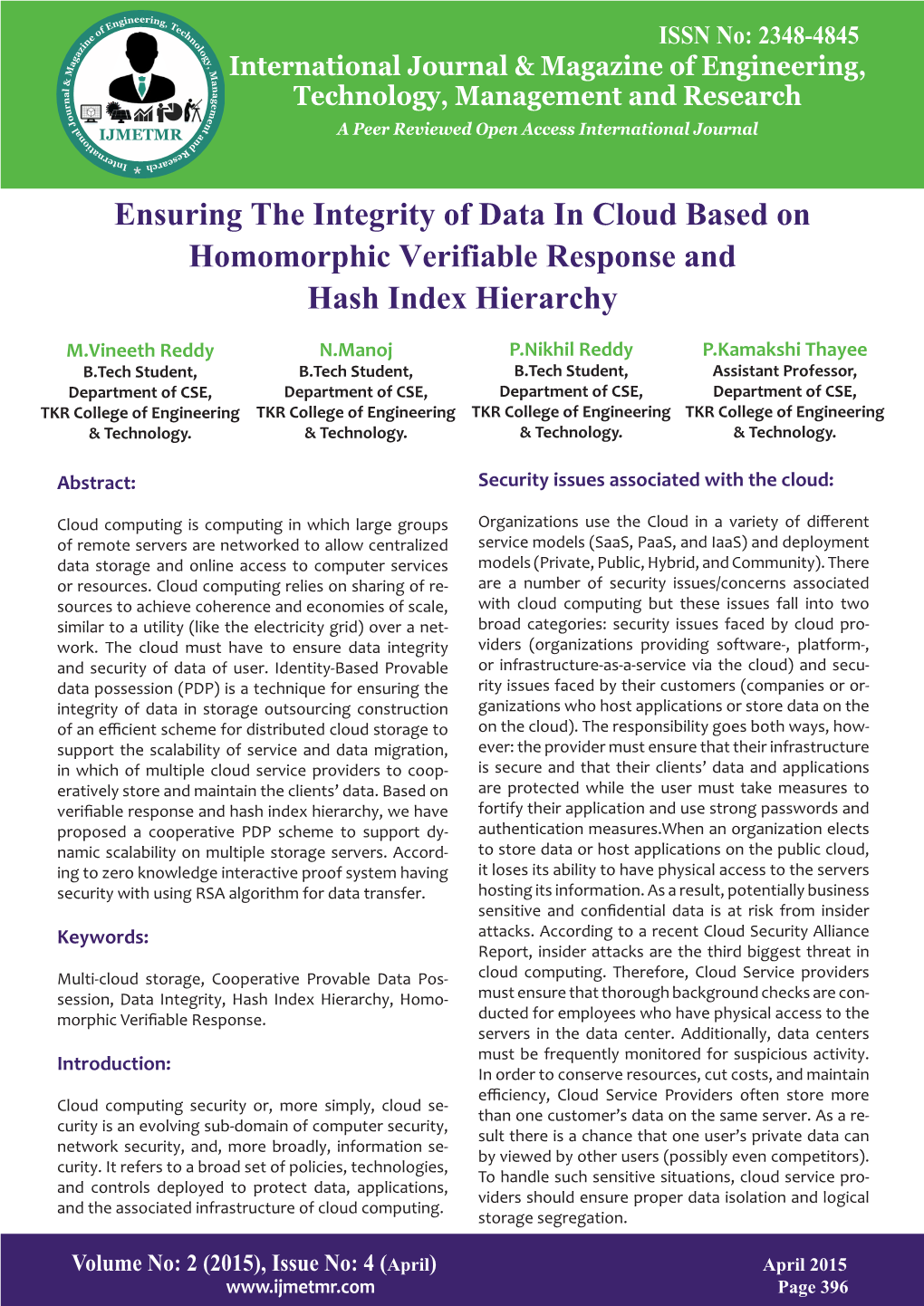 Ensuring the Integrity of Data in Cloud Based on Homomorphic Verifiable Response and Hash Index Hierarchy