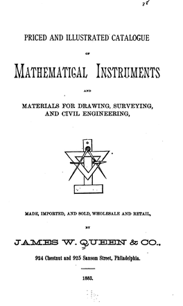 Priced and Illustrated Catalogue of Mathematical Instruments and Materials for Drawing, Surveying, and Civil Engineering, Made