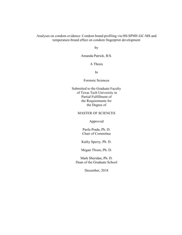 Analyses on Condom Evidence: Condom Brand Profiling Via HS-SPME-GC-MS and Temperature-Brand Effect on Condom Fingerprint Development