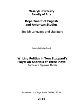 Writing Politics in Tom Stoppard's Plays