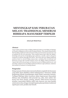 Menyingkap Ilmu Perubatan Melayu Tradisional Menerusi Beberapa Manuskrip Terpilih