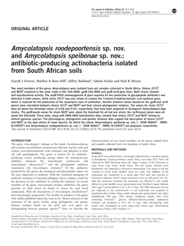 Amycolatopsis Roodepoortensis Sp. Nov. and Amycolatopsis Speibonae Sp