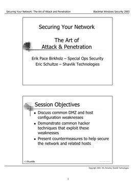 Securing Your Network the Art of Attack & Penetration Session