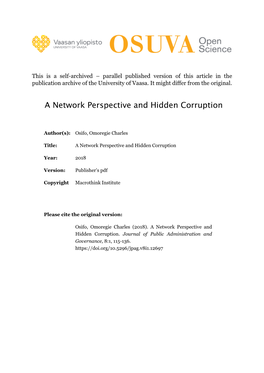 A Network Perspective and Hidden Corruption