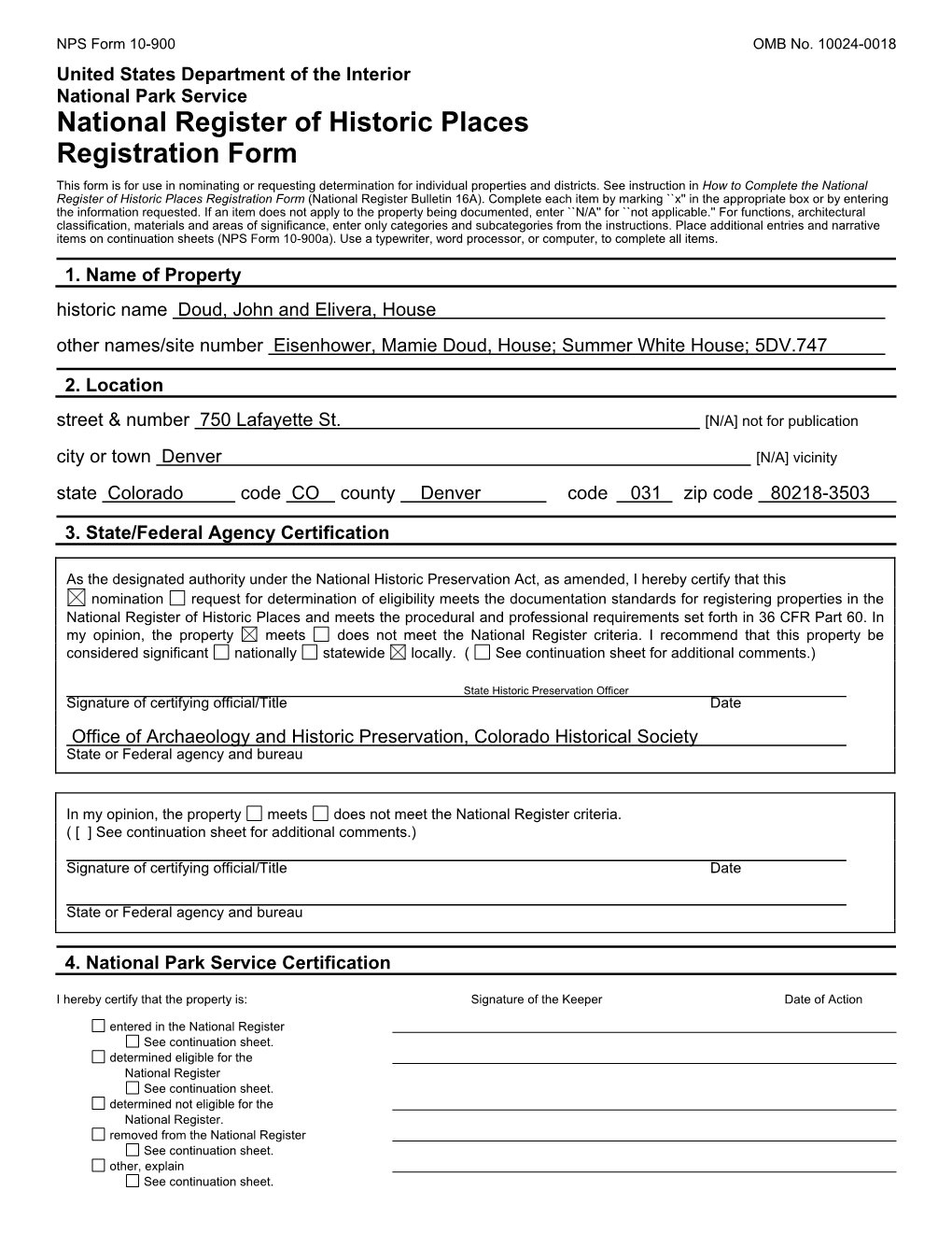 National Register of Historic Places Registration Form