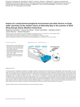 Impact of a Newly-Formed Periglacial Environment and Other Factors On
