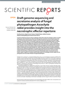 Draft Genome Sequencing and Secretome Analysis of Fungal