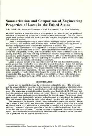 Summarization and Comparison of Engineering Properties of Loess in the United States