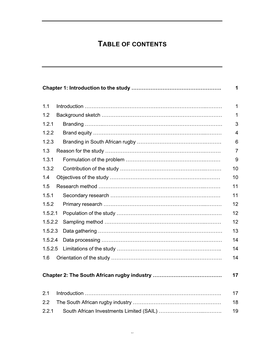 Table of Contents