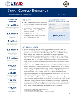 Syria Complex Emergency Fact Sheet #9