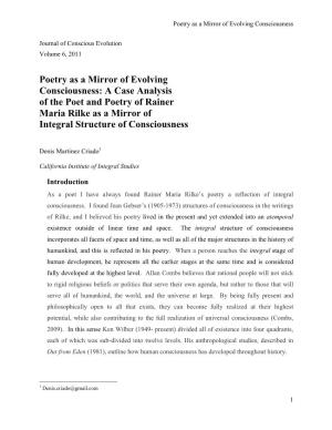 A Case Analysis of the Poet and Poetry of Rainer Maria Rilke As a Mirror of Integral Structure of Consciousness
