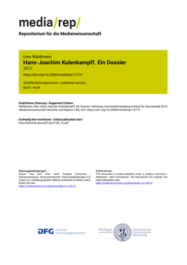 Hans-Joachim Kulenkampff. Ein Dossier 2012