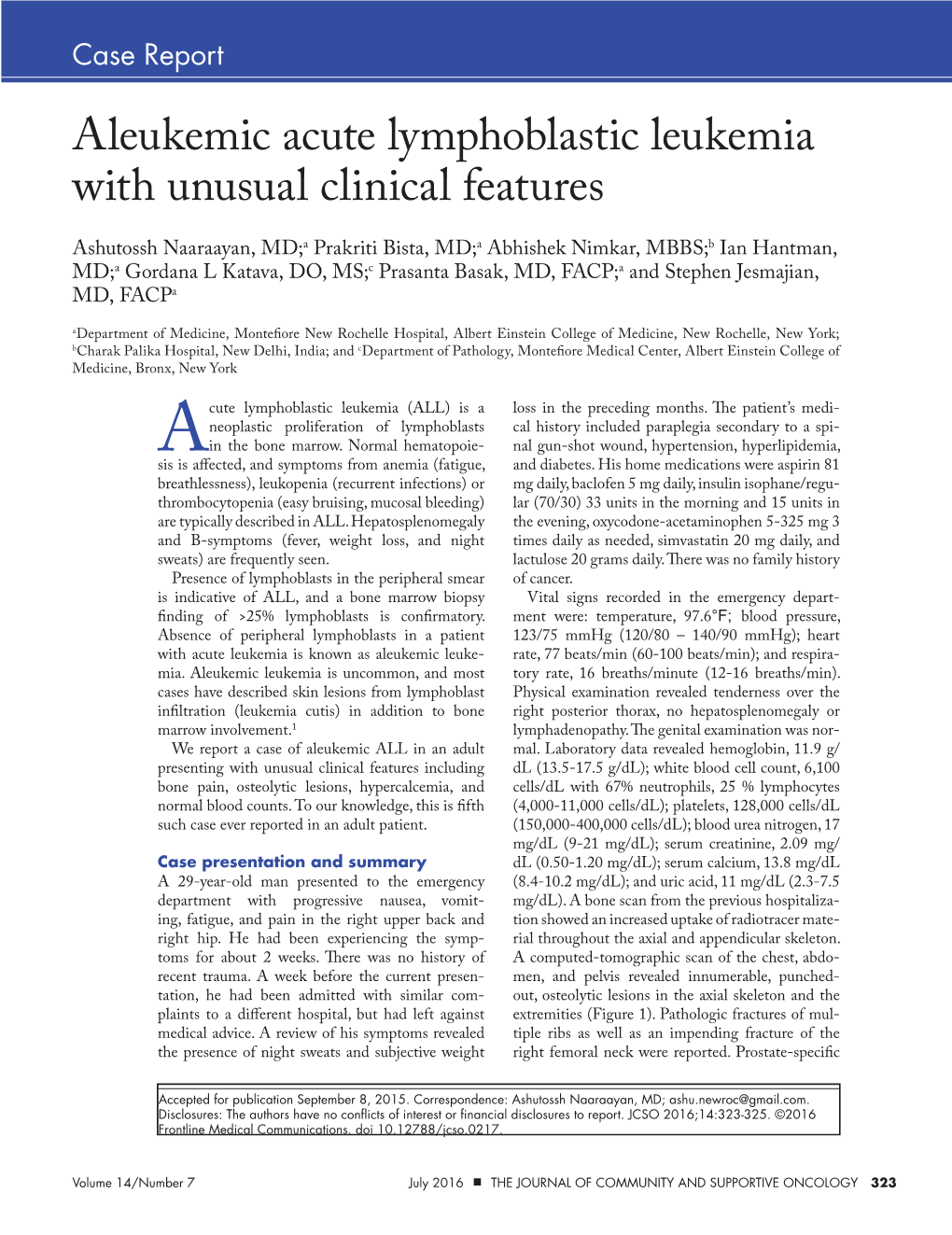 Aleukemic Acute Lymphoblastic Leukemia with Unusual Clinical Features