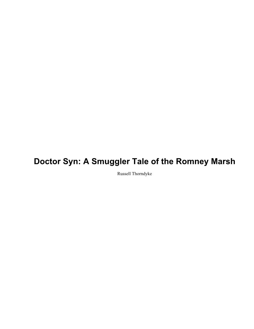 Doctor Syn: a Smuggler Tale of the Romney Marsh