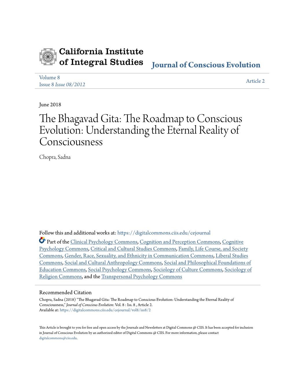 The Bhagavad Gita: the Roadmap to Conscious Evolution: Understand