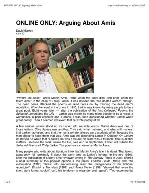 ONLINE ONLY: Arguing About Amis