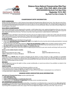 Distance Horse National Championships Ride Flyer
