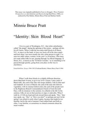 Minnie Bruce Pratt “Identity: Skin Blood Heart”