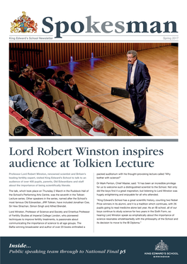 Lord Robert Winston Inspires Audience at Tolkien Lecture