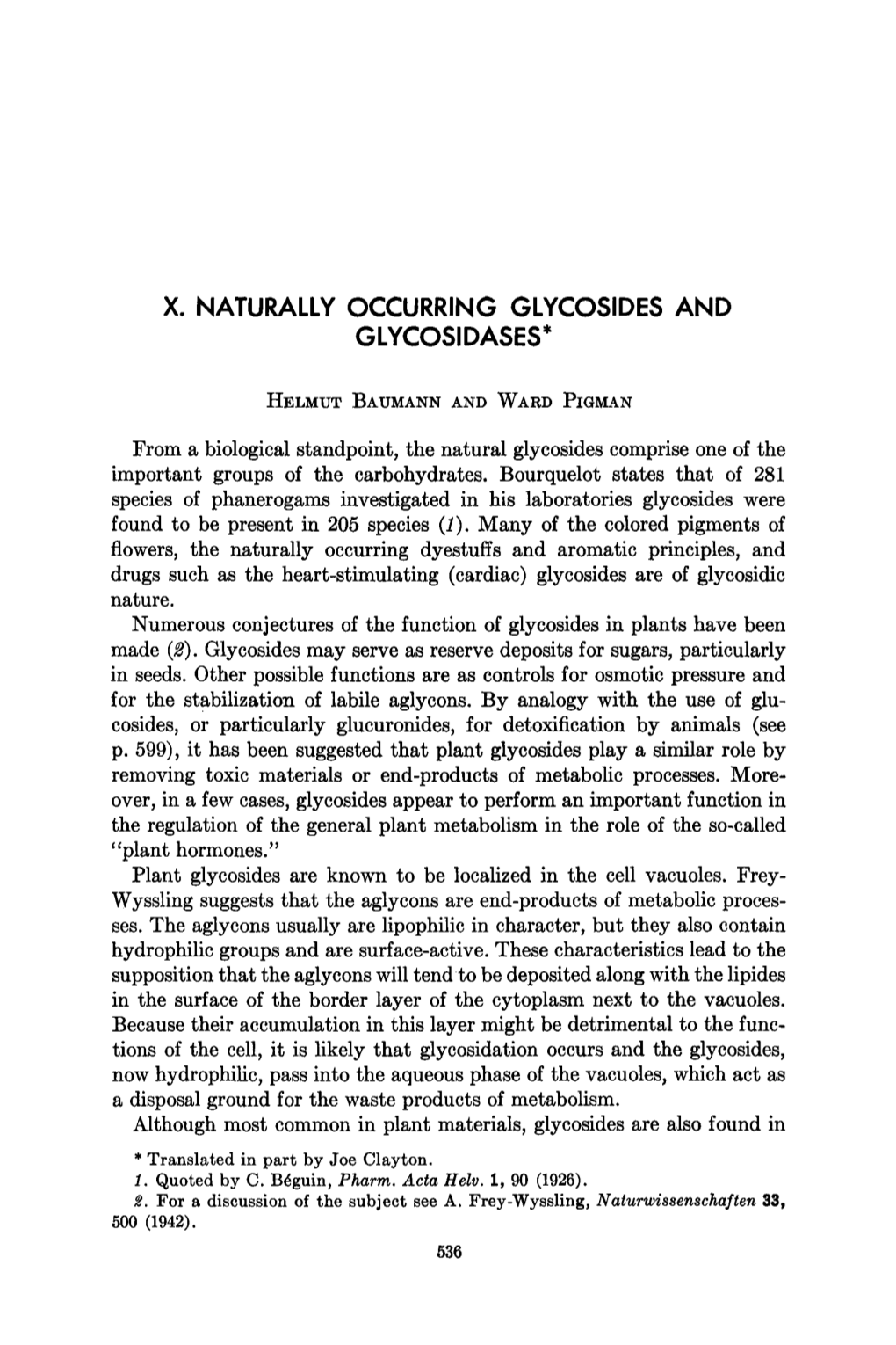 Naturally Occurring Glycosides and Glycosidases*