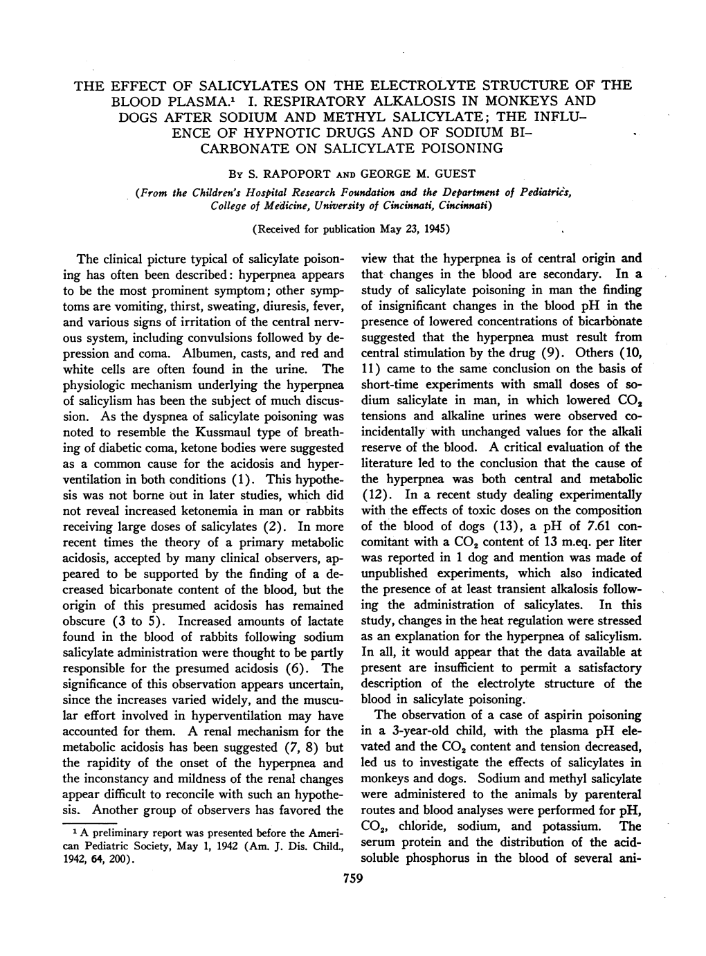 The Clinical Picturetypical of Salicylate Poison