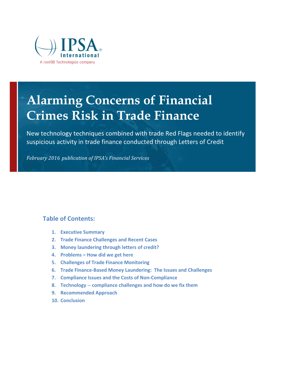 Alarming Concerns of Financial Crimes Risk in Trade Finance
