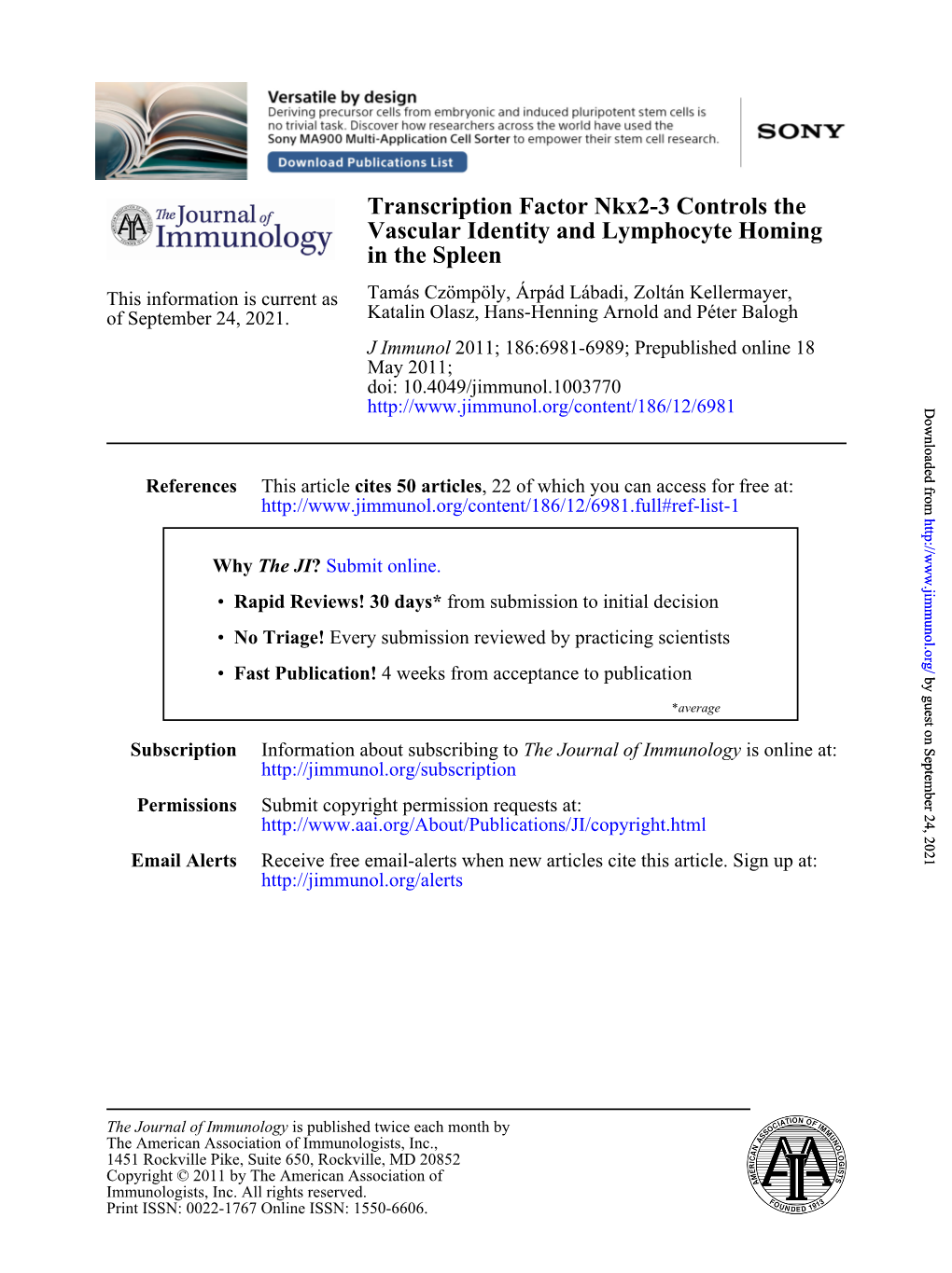 In the Spleen Vascular Identity and Lymphocyte Homing Transcription