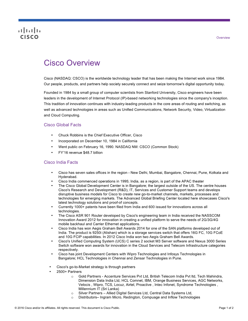 Cisco Overview
