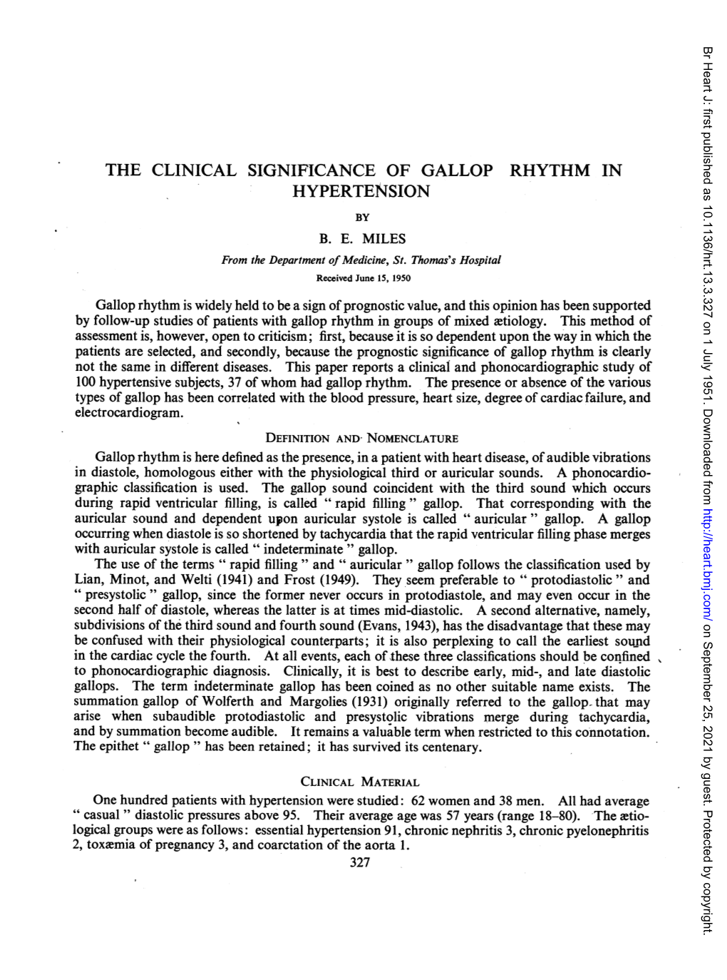 The Clinical Significance of Gallop Rhythm in Hypertension by B