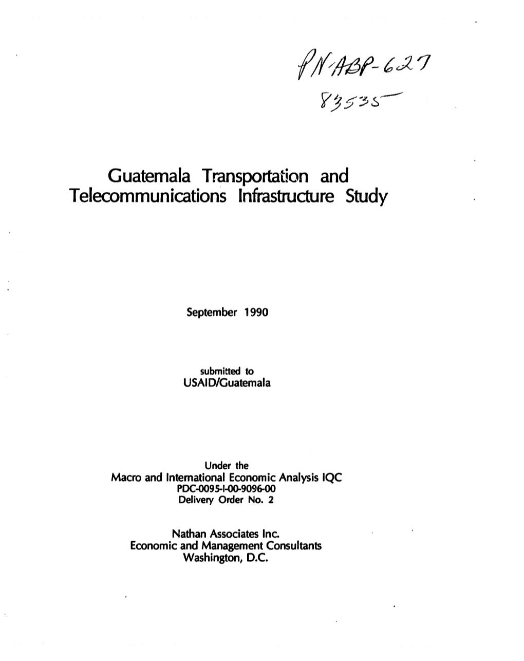 Guatemala Transportation and Telecommunications Infrastructure Study