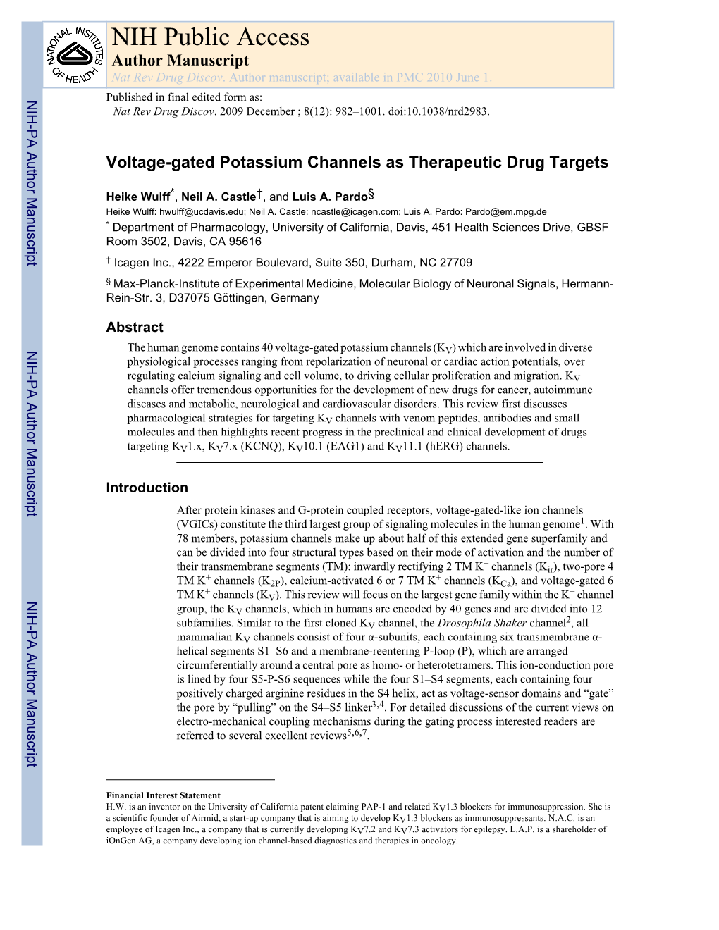 NIH Public Access Author Manuscript Nat Rev Drug Discov