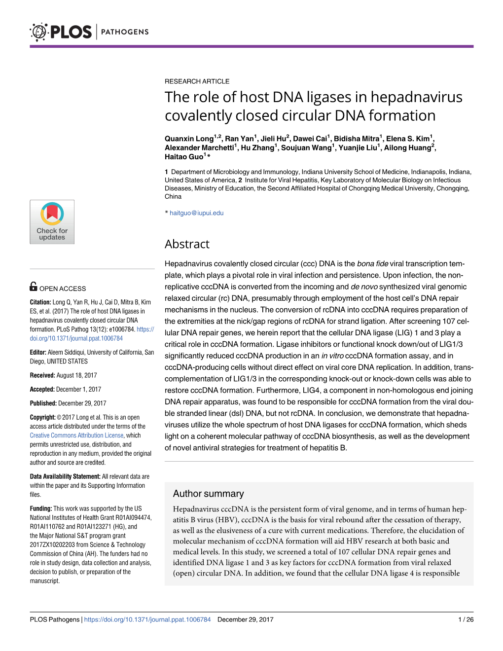 The Role of Host DNA Ligases in Hepadnavirus Covalently Closed Circular DNA Formation