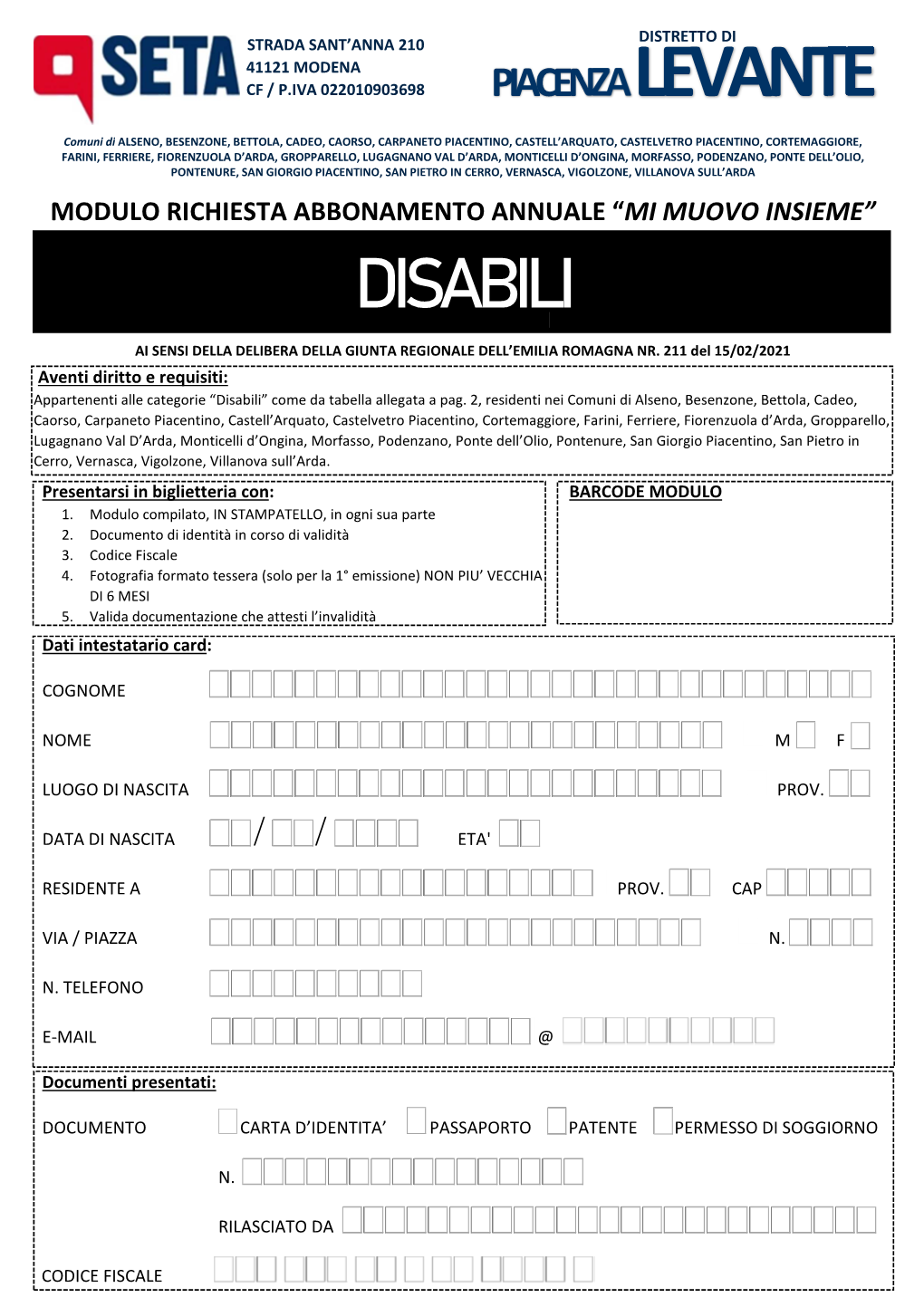 Modulo DISABILI 2021