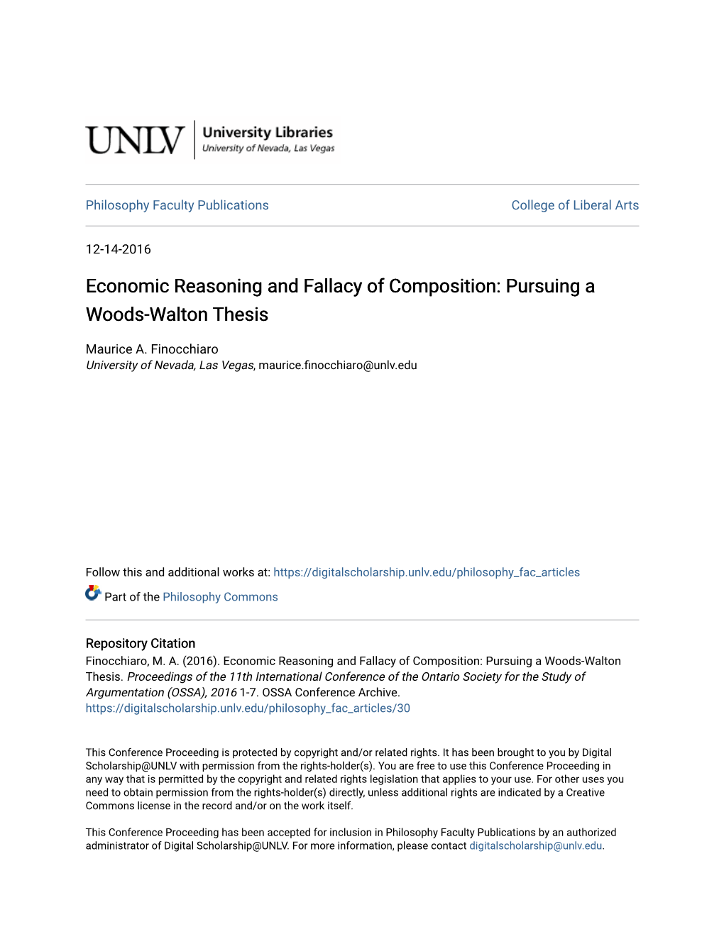 Economic Reasoning and Fallacy of Composition: Pursuing a Woods-Walton Thesis