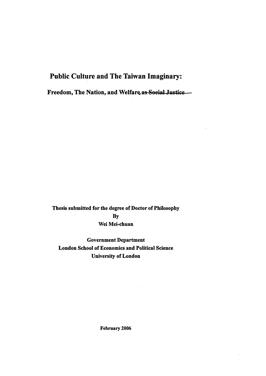 Public Culture and the Taiwan Imaginary