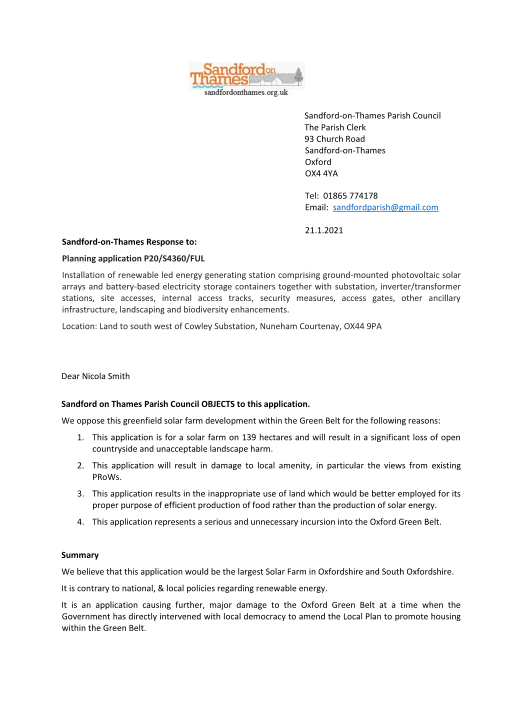 Sot Objection to Solar Farm File Uploaded