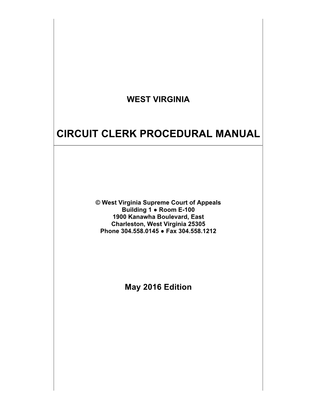 Circuit Clerk Procedural Manual