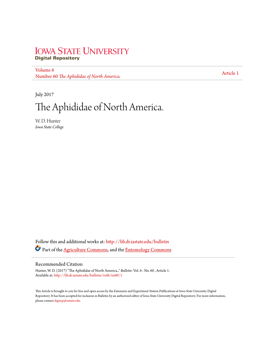 The Aphididae of North America